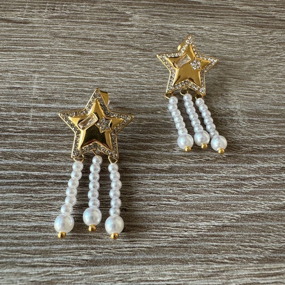 Vintage star earrings A1096 - Picture 3 of 5